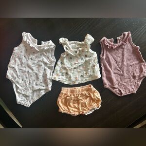 Baby Girls Sleeveless Ruffle Outfits Set - Pink, White, Orange Size 0-3 months